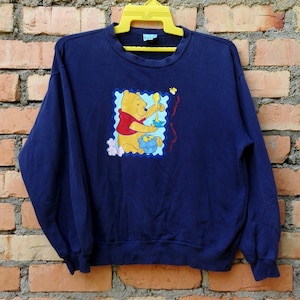 Vintage  Pooh Cartoon Disney Pullover Jumper American Network Cartoon Sweatshirt