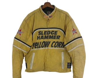 Vintage 90s Yellow Corn NHRA Bikers Sledge Hammer Racing