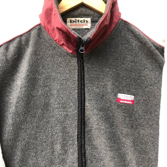 Vintage 90s Bitch Skateboard Sweater Fleece Zipper Jacket - Etsy