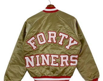 San Francisco 49ers Vintage 80s Chalk Line Satin Bomber Jacket