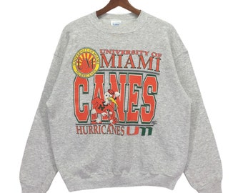 RARE!! 80’s Vintage University Of Miami Sweatshirt Crewneck Jumper University Of Miami Hurricanes Football Team Sweatshirt Mase In USA