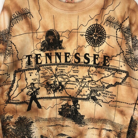 Vintage 90s TENNESSEE State Map All Over Print Cr… - image 3