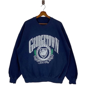 Vintage 90s Georgetown Hoyas University American College Pullover Crewneck Jumper Sweater