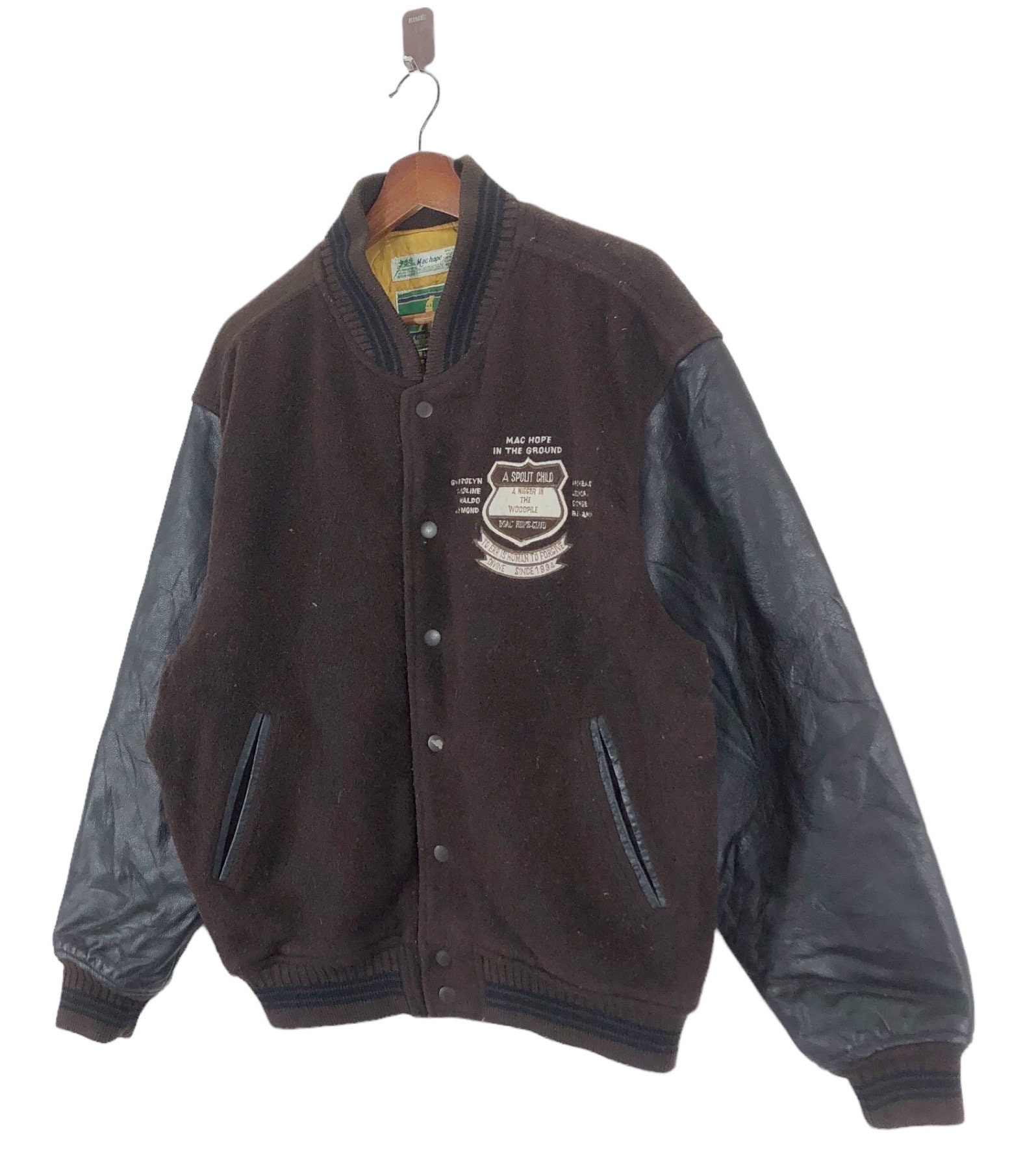 90s レザージャケット　MAC HOPE Vintage Mac Hope Modern Ivy Varsity Leather Bomber Jacket - Etsy