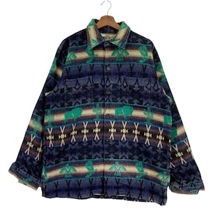 Vintage Sugar Cane Wool Multicolor Shirt Long Sleeve