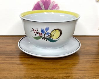 Arabia Finland Windflower Gravy Boat: Hand Painted Mid Century Floral