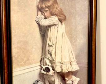 Charles Burton Barber "Disgrace" Framed Art Print, Girl In Time Out With Dog