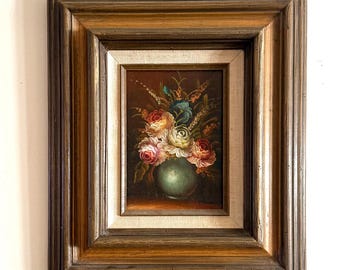 Vintage Floral Oil Still Life Signed By Artist