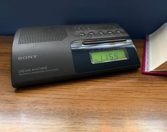 Vintage Sony Dream Machine ICF-C203 Dual Alarm Clock: Gray 90's AM/FM Radio