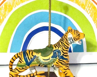 1980s Franklin Mint Treasury of Carousel Art Tiger Figurine