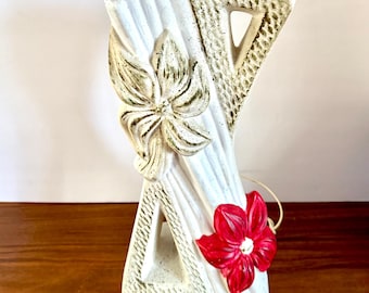 Mid Century Modern Floral Charware Table Lamp