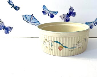 International Marmalade Ribbed Soufflé Dish, Blue Goose Casserole Dish, Retro 1980's Marmalade Casserole, 8" Marmalade Goose Baking Dish