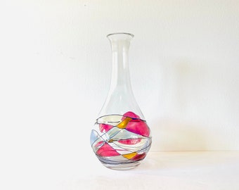 Vintage Stained Glass Wine Decanter, Colorful Stained Glass Decanter, Art Glass Decanter, Stained Glass Liquor Decanter