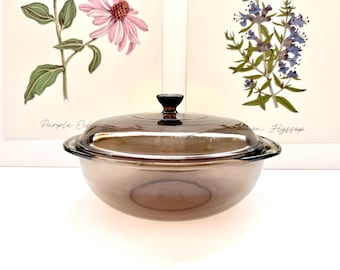 1970s PYREX 024 Casserole, Fireside Brown Round Covered Dish | Glass Bakeware | 2 Quart, 10" Handle-To-Handle, 3" Deep