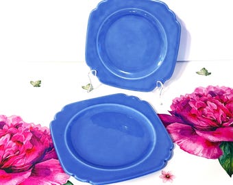 Homer Laughlin Riviera Mauve Blue Dessert/Pie Plate & Bread And Butter Plate