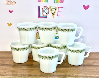 Vintage PYREX/Corning Spring Blossom Coffee Cups Set of 8