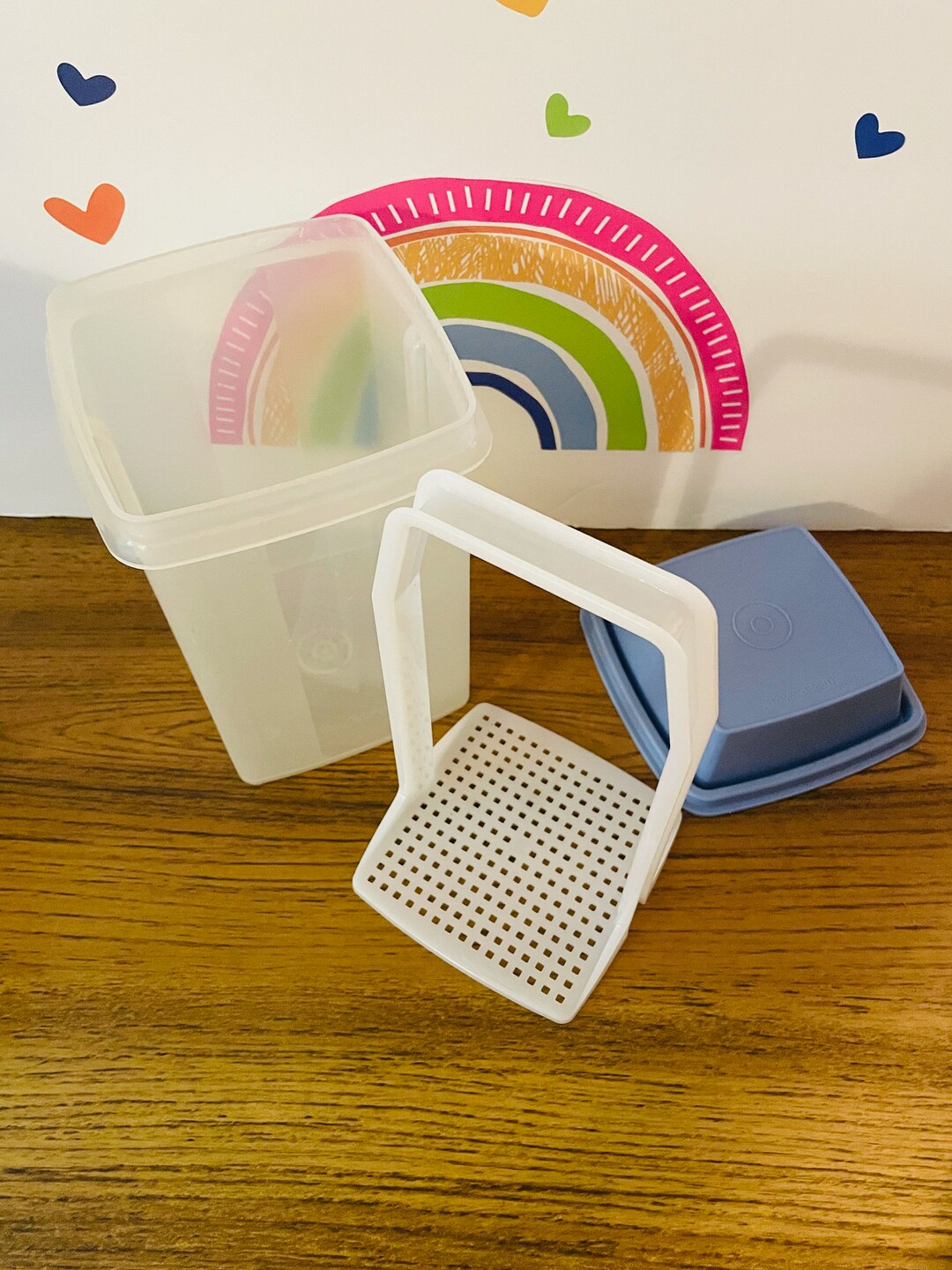 Periwinkle Tupperware Pickle Keeper, Vintage Tupperware Pickle Storage