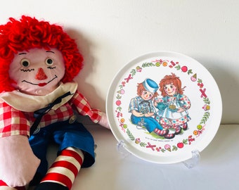 Raggedy Ann and Andy Melamine Oneida Baby Plate, Oneida-Ware Raggedy Ann and Andy  Baby Dish, Raggedy Ann & Andy Baby Plate