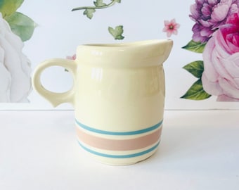 McCoy Nelson Pink & Blue Stripes Creamer, Small Pink and Blue Stripes Pitcher, McCoy Ceramic Creamer with Pink and Blue Stripes