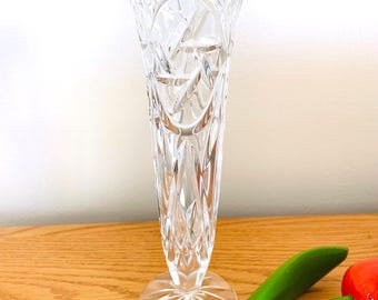 Vintage Pinwheel Bud Vase, Pressed Glass Pinwheel Vase, Elegant Mid Century Bud Vase