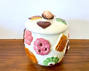 Rare Napco "Cookies All Over" Cookie Jar, Mid Century Napco Walnut Top Cookie Jar, Mid Century Cookie Jar, 1950s NAPCO C3541 Cookie Jar