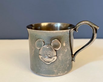 Vintage Silver Plate Mickey Mouse Cup, Mickey Mouse Reed & Barton Small Silver Cup, Silver Mickey Mouse Baby Cup, Silver Disney Baby Cup