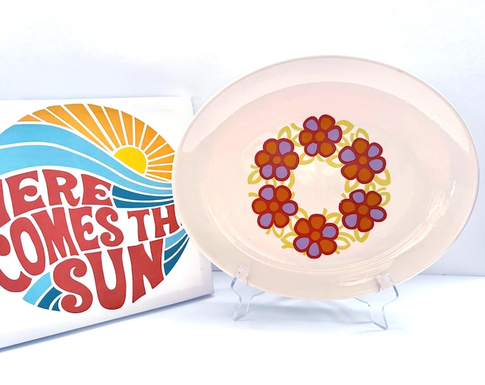 Featured listing image: TST "Love" Flower Power Oval Platter: Mid Century Vintage Style (13" by 11")