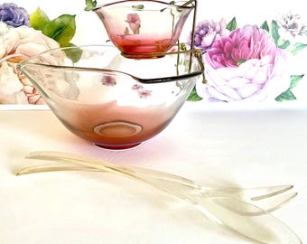 Ruby Flash Chip and Dip Set: 5 Piece Vintage Indiana Glass With Box