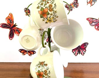 6 Corelle Indian Summer Coffee Mugs, Corningware Indian Summer Cups, Set of Six Vintage Corning Ware Indian Summer Mugs, Corning Coffee Mugs