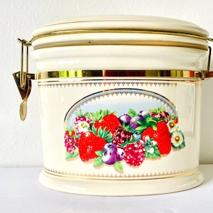 Recipiente de cerámica vintage de Knott's Berry Farm: Cornucopia de frutas de los años 70, decoración de cocina