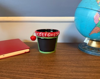 Vintage Burton and Burton Teacher Flowerpot, Chalkboard & Apple