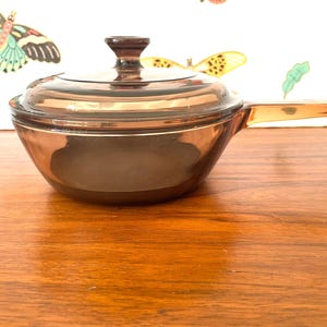Small Corning Amber Visions Saucepan, Pyrex Corning Visions Cookware, Pyrex/Corning Amber Visions 1 Pint Saucepan, Corning 81-B Saucepan