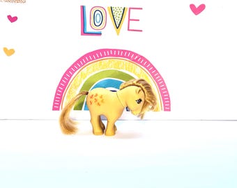 1982 Generation One - Butterscotch My Little Pony - Light Yellow, Golden Hair, 7 Butterflies Cutie Mark, G1 Size