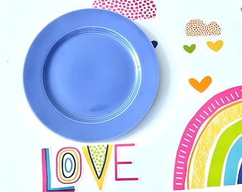 Homer Laughlin Mauve Blue Harlequin Salad Plate, Small Harlequin Periwinkle Blue Plate, 1930's Homer Laughlin Small Mauve Blue Plate
