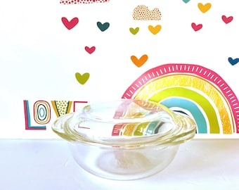 Glass Casserole Dish, Vintage Pyrex Covered, Clear 1 Quart (Original 022) - Small Serving, Retro Kitchen