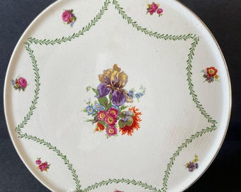Art Nouveau Cake Plate: Vintage Romarco Porcelain - Floral Orchid Pattern