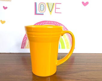 Fiesta Butterscotch Bistro Latte Mug, Homer Laughlin Fiesta Butterscotch Mug, P86 Orange Fiestaware Tall Mug, Butterscotch Fiesta Latte Cup