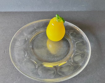 Roc CRISTAL D'ARQUES-DURAND 11" Serving Platter, Clear Thumbprint Serving Dish, Large Clear Serving Plate, Clear Thumbprint Cake Plate
