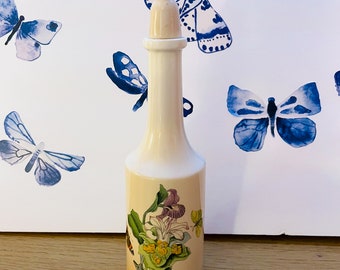 Portmeirion Botanic Garden Susan Williams-Ellis Vinegar or Oil Cruet, Botanic Garden Iris Cruet/Bottle Ceramic Stopper