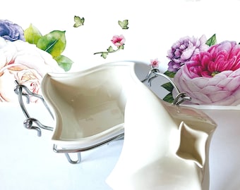 White Square Godinger Chafing Dish with Burner/Stand, Godinger Siena 1 Qt Square Covered Casserole & Metal Stand