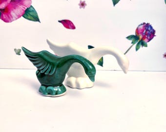 Pair Royal Haeger Art Deco Swan Figurines