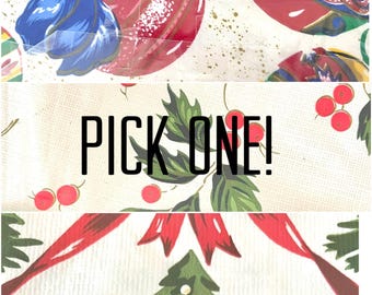 1980s Christmas Tablecloth, Kmart Holiday Tablecloth, Holly & Berries Tablecloth, Christmas Tree Tablecloth, Christmas Ornaments Tablecloth