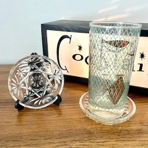 2 Anchor Hocking Prescut Clear Coasters, Pressed Glass Star Of David Coasters, Anchor Hocking Coasters, Prescut Clear Trinket Dishes
