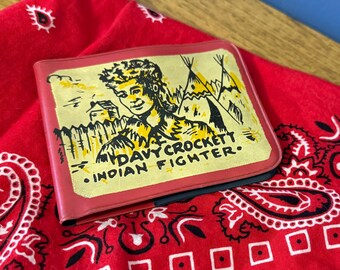 Like New Condition 1950s Plastic Davy Crockett Wallet/Billfold, Collectible Hero of the Alamo Wallet