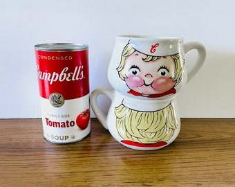 Pair Campbell's Kids Soup Bowls, Campbell's Kids Mugs, Vintage Campbell's Soup Bowls, 90's Campbell's Soup Mugs