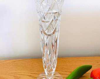 Vintage Pinwheel Bud Vase, Pressed Glass Pinwheel Vase, Elegant Mid Century Bud Vase