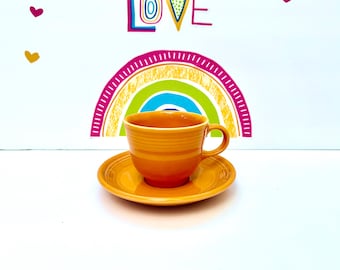 Homer Laughlin Tangerine Fiesta Cup and Saucer