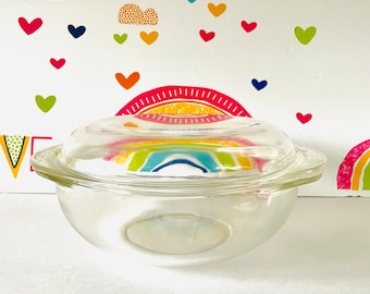 Excellent Condition Like New Clear Pyrex 024 Casserole, Pyrex 2 Quart Domed Lid Covered Casserole, 1950's Round Pyrex Covered Dish