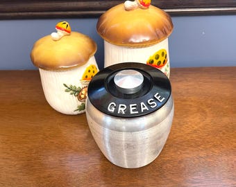 Kromex Spun Aluminum Grease Canister, 1950's Kromex Aluminum Grease Canister, Vintage Grease Jar, Grease Container
