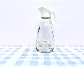1976 Bicentennial Log Cabin Syrup Dispenser: Vintage Breakfast Tableware (Glass, 8")